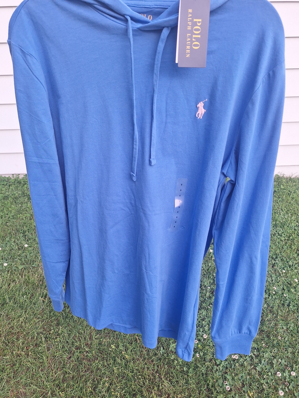 Ralph Lauren Sky Blue Hoodie Tee with Embroidered Pony